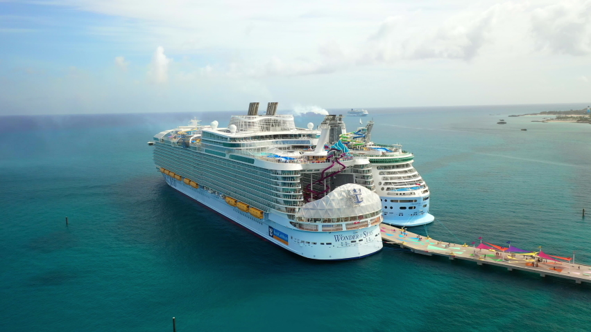 San Miguel de Cozumel , Cozumel , Mexico - 03 30 2022: Wonder Of The Seas Royal Caribbean Cruise Ship