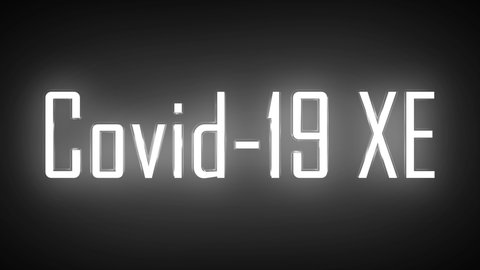 Retro style neon glowing COVID-19 written in dark background High-resolution animation. Animated glowy COVID 19 written in 4K resolution. Flickering COVID 19 in neon style.
