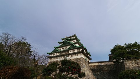 Time lapse of Nagoya Castle in Aichi Prefecture, Japan