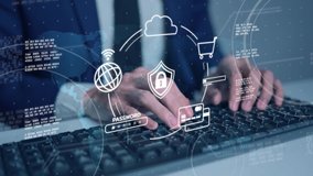 Secure payment online digital wallet, mobile wallet safety, business man with computer VPN virtual private network internet cyber security cyber crime protection. - Powered by Shutterstock - Get 15% off with code: PIKWIZARD15