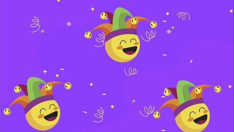april fools day animation with joker emojis pattern , 4k video animated