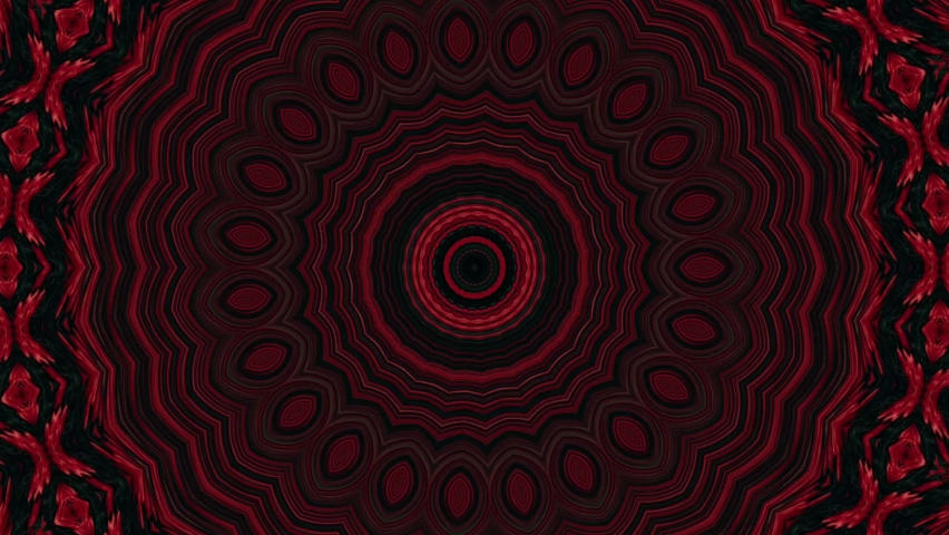 Red Kaleidoscope pattern mandala circle lower line neon mirror redering geometry background effect abstract texture multi color spiral, circle