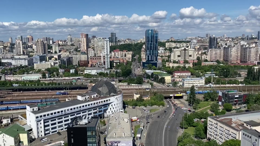 Kyiv city scenic panorama. View of Kiev capital of Ukraine.