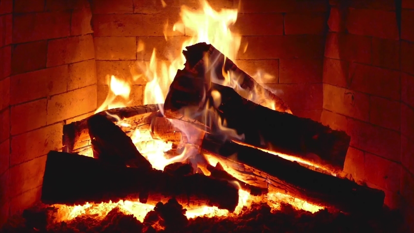 Relaxing fire in the fireplace Royalty-Free Stock Footage #1089219853