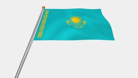 A loop video of the Kazakhstan flag swaying in the wind from below.