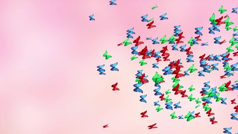 Beautiful spring and summer design animation with butterflies on light pink background. green screen. nature, insects, tropics, summer, surprise, holiday, kid and other special events.