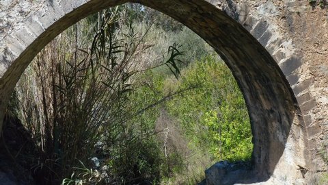 Medieval Venetian stone bridge of Akapnou over Vasilikos river. Limassol District, Cyprus