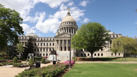 Jackson, MS - April 7, 2022: The Mississippi Capitol Building, a U.S. National Historic Landmark.