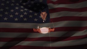 Animation of waving usa flag and flames over american football player. global sports and competition concept digitally generated video. - Powered by Shutterstock - Get 15% off with code: PIKWIZARD15