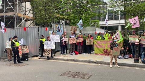 London, UK, April 13th 2022: Extinction Rebellion protesting outside Black Rock investment.
