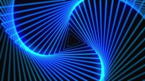 Neon abstract geometric vortex animation, technology loop motion graphics.