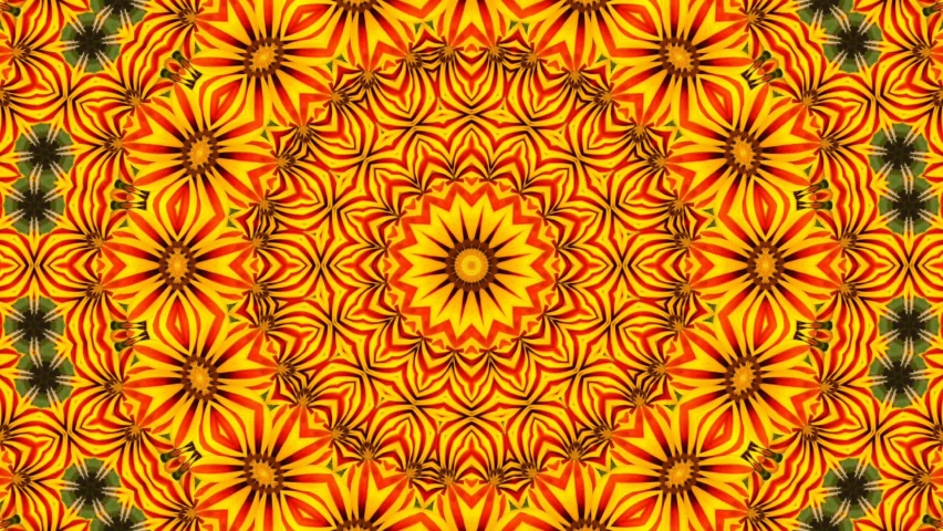 Orange Kaleidoscope pattern mandala circle lower line neon mirror redering geometry background effect abstract texture multi color spiral, circle