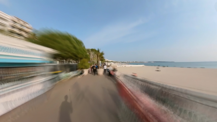 Cannes, France, Hyperlapse - First person hyperlapse of the pedestrian streets of the croisette in Cannes during the day Royalty-Free Stock Footage #1089243131