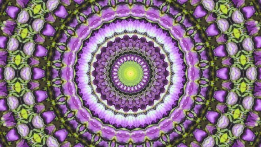 Purple Kaleidoscope pattern mandala circle lower line neon mirror redering geometry background effect abstract texture multi color spiral, circle