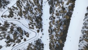 Sarikamis Ski Centre in the Winter Season Drone Video, Kars Turkey