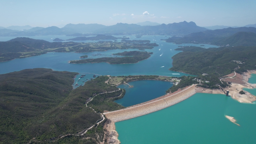 High Island Reservoir East Dam in Sai Kung Hong Kong Global Geopark ,is a rare volcanic hexagonal rock columns, beautiful scenery, hiking trails, beaches and islands, geological formations, sea bay