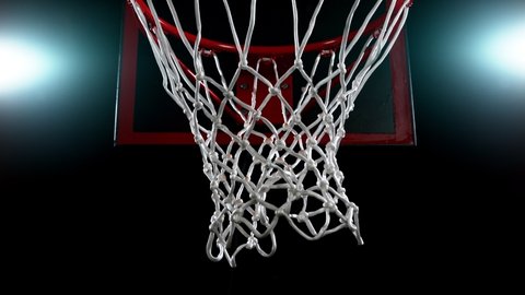 Super slow motion of basketball player hitting the basket. Filmed on high speed cinema camera Phantom, 1000fps. Speed ramp effect.