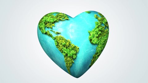 Green World Map- Earth day video tree or forest love shape of world map isolated on white background. Earth Day or Environment day Concept. Green earth with electric car. Paris agreement concept.