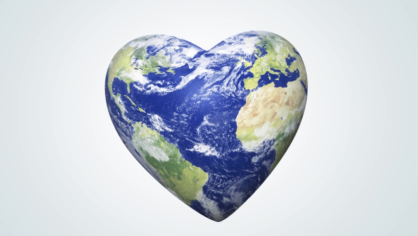 Earth day video world map love shaped isolated on white background. Earth Day or Environment day Concept. Green earth with electric car. Paris agreement concept. | Shutterstock HD Video #1089259539