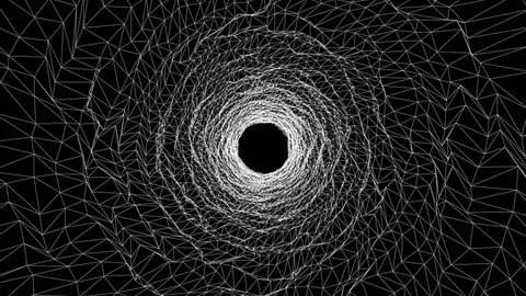 Moving through dark digital tunnel. black hole in space. Motion graphics background. science fiction and information technology concept. High quality FullHD footage