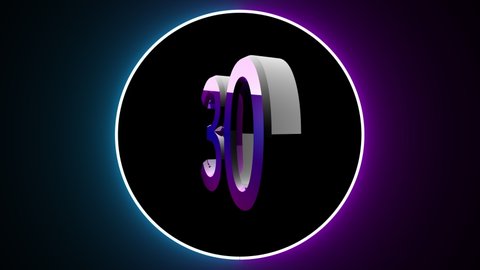CountDown Number 3D animation neon led background