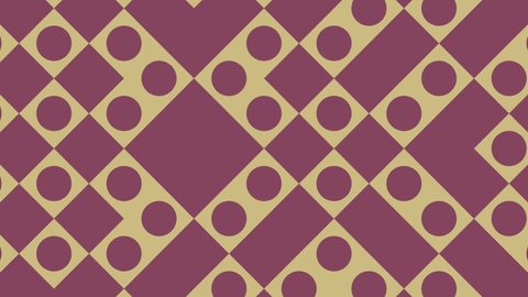 Abstract geometric mosaic with very peri violet elements. Vintage geometric tiles in seamless loop animated pattern. Endless motion graphic background in a flat design