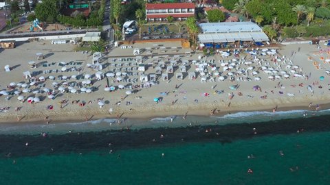 Sunny day on the Cleopatra beach. harbor of Alanya and Cleopatra beach, Antalya, Turkey
