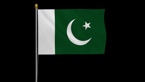 A loop video of the Pakistan flag swaying in the wind from a frontal perspective.