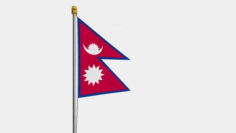 A loop video of the Nepal flag swaying in the wind from the left perspective.