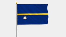 A loop video of the Nauru flag swaying in the wind from a frontal perspective.