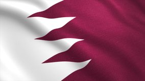 Beautiful flag moving in waves. Motion. Animated background with 3d flag. Patriotic animation of flag of Qatar