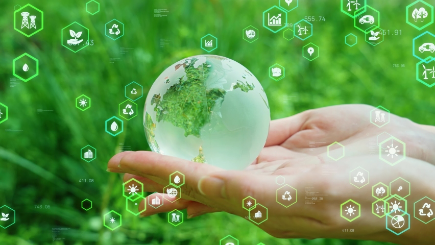 Environmental technology concept. Resource recycling. Recycling society. Green tech. Sustainable development goals. SDGs. | Shutterstock HD Video #1089279689