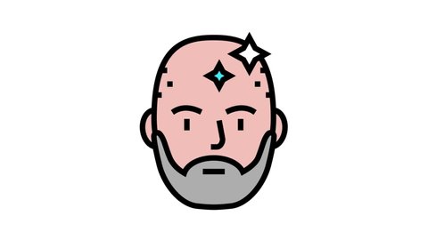 bearded man with shaved head color icon animation