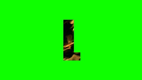 L - Burning letter isolated on green background for forming words and text animation in your video projects