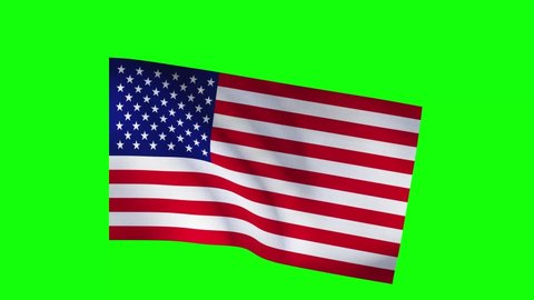 American flag waving on Green Backgrounds.Seamless 4k resolution animation of USA symbol. Chroma key.
