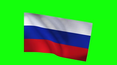 Russia flag waving on Green Backgrounds.Seamless 4k resolution animation of Russia symbol. Chroma key.