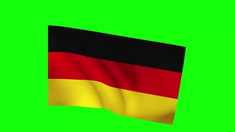 Germany flag waving on Green Backgrounds.Seamless 4k resolution animation of Germany symbol. Chroma key.