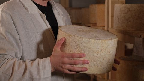 Handsome Young Cheese Maker Uniform Checking Stock Footage Video (100% ...