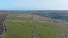 North York Moors Roman Road, between Stape and Egton, ancient trackway trod, history, aerial drone pull back along path of track mavic 3 Cine prores 422 Clip 2