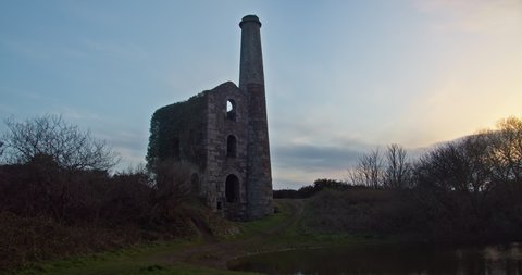 Ale and Cakes Cornish Tin Mine From Dusk To Night In Cornwall, UK. - timelapse