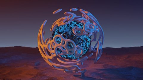 Loop 3d animation of an abstract alien sphere. 3D rendering