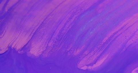 Ink water flow. Fluid spill. Glossy polish blend. Defocused fluorescent pink purple blue color wet dye leak mix motion abstract art background shot on RED Cinema camera.