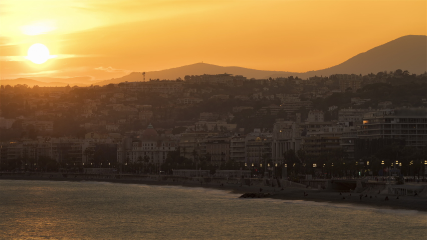 Nice, France, Timelapse - The city of Nice and its iconic Promenade des Anglais from day to night