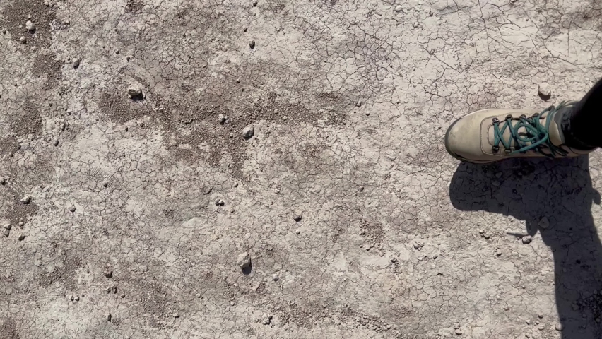 POV first person view hiking at Badlands National Park
