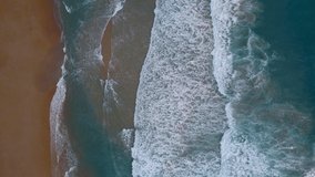 Nature and travel concept video beach sea Aerial view Top-down shot on drone camera high quality. Tropical sea beach in island on 2022. Location: Phuket Thailand