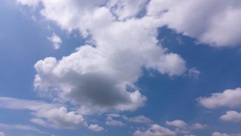 Summer Clouds background.Blue sky white clouds Cloudscape timelapse Amazing summer blue sky Time Lapse. Nature sky good weather day nature environment background 4-K