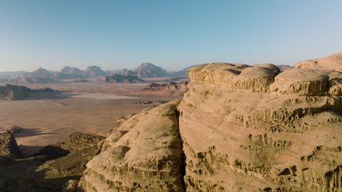 Beautiful Mountain Range In Wadi Rum, Jordan - aerial drone shot