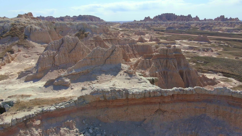 Desert eroded mountains and hills in Badlands National Park, South Dakota