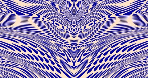 Tattooed blue pattern in motion. Abstract motion of particles in space.
