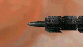 Space Ship 8 bit. 3d animation